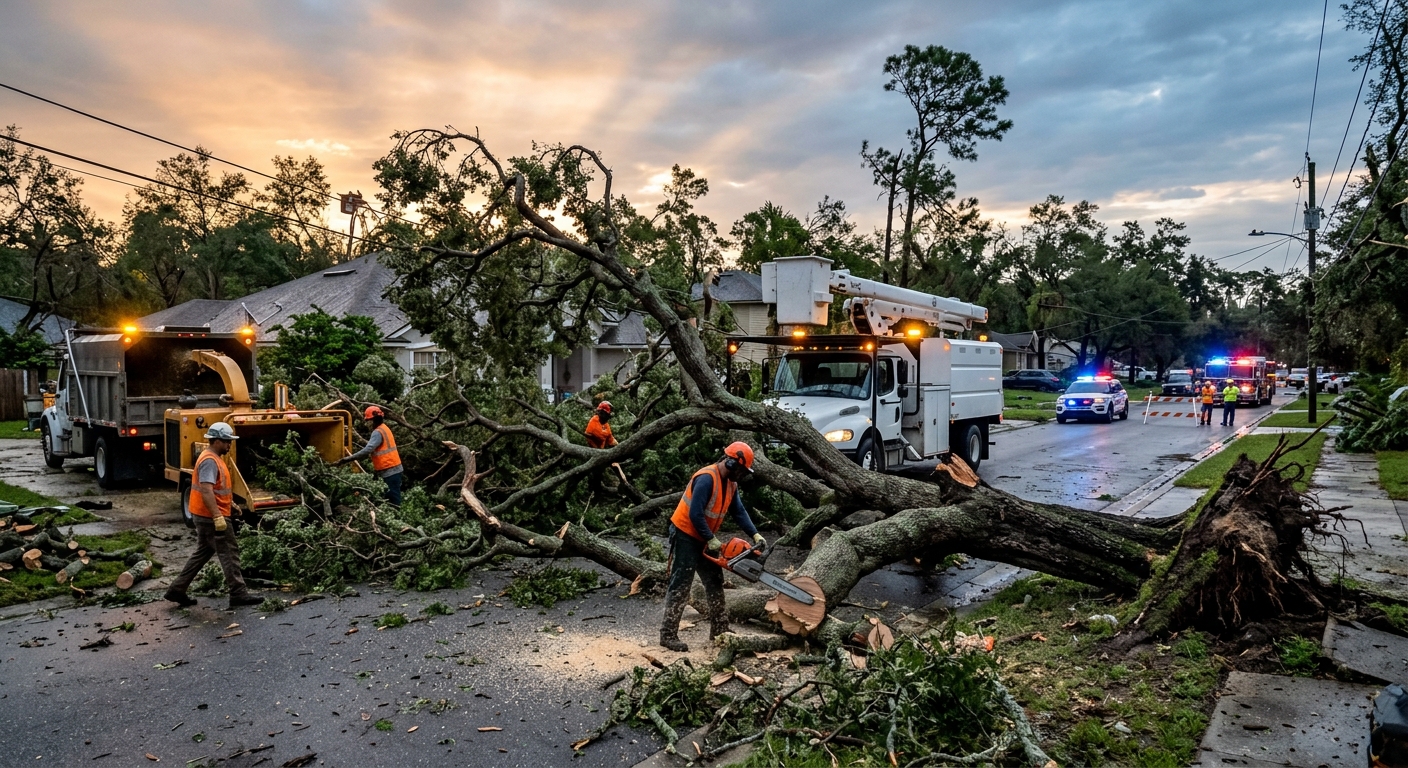 Emergency storm damage tree removal in Jacksonville FL