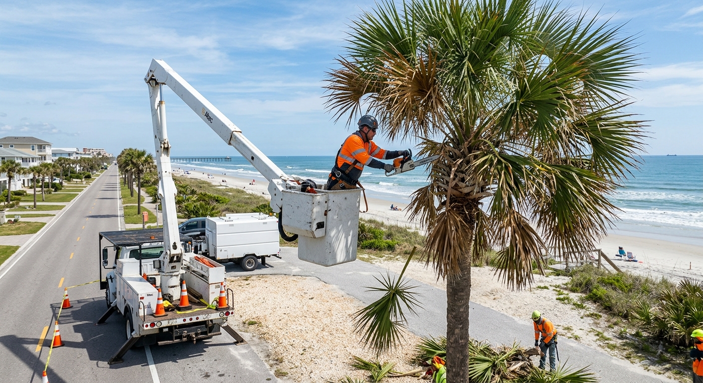 Palm tree trimming service in Jacksonville Beach FL